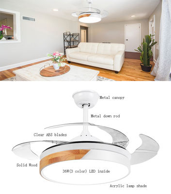 einziehbarer Crystal Ceiling Fan Hidden Blade Deckenlüfter 42inch 220v mit Licht