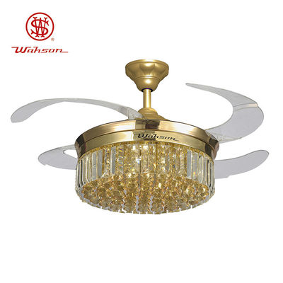 Einziehbares Deckenlüfter-Licht Crystal Lampshade Silents LED 36W mit faltenden Blättern