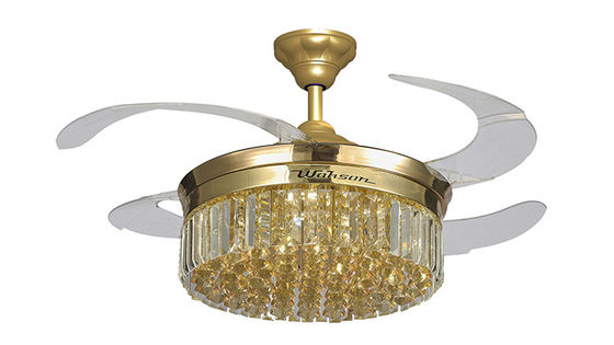 Einziehbares Deckenlüfter-Licht Crystal Lampshade Silents LED 36W mit faltenden Blättern
