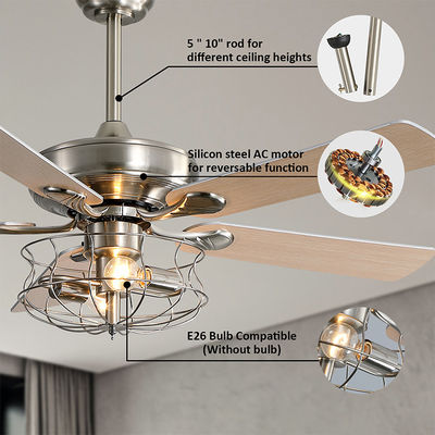 Gebürstet vernickeln Sie Blatt-Deckenlüfter des Metall2000lm fünf mit hellem 65W
