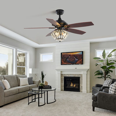 Blatt-Matt Black Ceiling Fan With-Fernbedienung 120V 52Inch 5 Metallfür das Wohnzimmer Innen