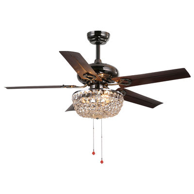 Büro-Deckenlüfter 4100K 3600LM Crystal Flush Mount Ceiling Fan mit heller Zug-Kette