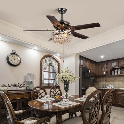 Büro-Deckenlüfter 4100K 3600LM Crystal Flush Mount Ceiling Fan mit heller Zug-Kette