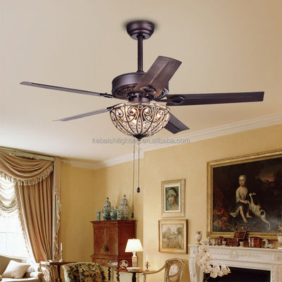 Dekorativer Leuchter Crystal Ceiling Fan Light des Hotel-4100K 3600LM 5 Eisen-Blätter