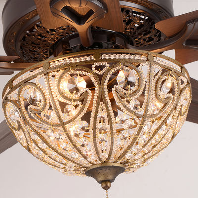Dekorativer Leuchter Crystal Ceiling Fan Light des Hotel-4100K 3600LM 5 Eisen-Blätter