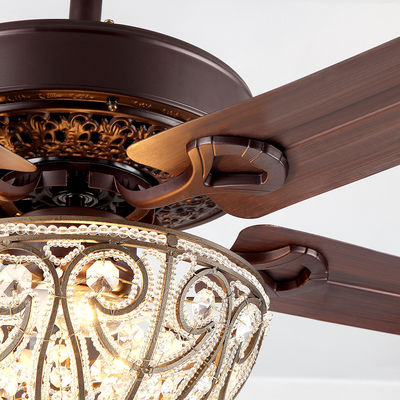Dekorativer Leuchter Crystal Ceiling Fan Light des Hotel-4100K 3600LM 5 Eisen-Blätter