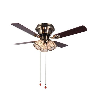 Blätter unbedeutende Art-Antiken-Messing-Crystal Led Ceiling Fans 100lm/w 48inch 4