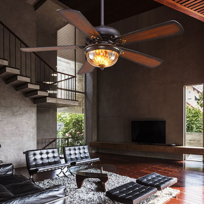 Westing bringt 52cm 110AC Schwarzes Crystal Ceiling Fan Light 5 Blätter 3 Lampenschirme unter