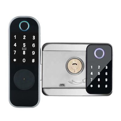 Ttlock Tuya mit Seiten versehener Fingerabdruck-Verschluss APP Doppeltes für Eisen-Tor-Silber-Schwarzes
