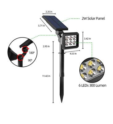 Solarlicht IP65 3.7V 2200MAH LED landschafts300 Lumensolarweglichter