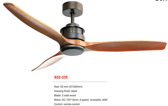 Moderner hölzerner InnenDeckenlüfter beleuchten 3 Sperrholz-Blatt-Matt Black Dimmable DC-Motor