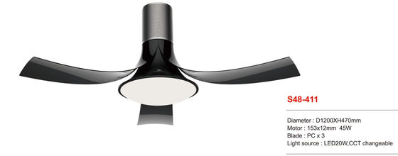 Stilvolle 48 Zoll Fernverdunkelungsled DC-Ventilator-umschaltbare Deckenlüfter-Timer-Luftkühlung