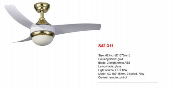 DECKENLÜFTER 3 42 Zoll Dimmable Fernsteuerungshelle weiße ABS Blätter