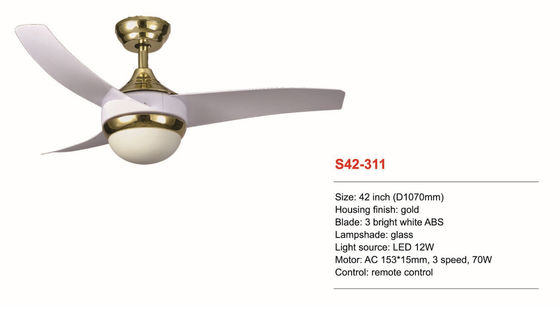 DECKENLÜFTER 3 42 Zoll Dimmable Fernsteuerungshelle weiße ABS Blätter