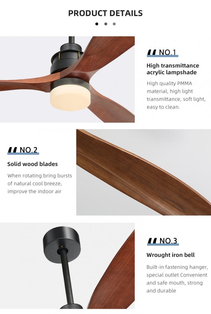 Moderne Mode-führte dekorativer Kaltluft-justierbarer 60 Zoll 3Blade Deckenlüfter-Licht