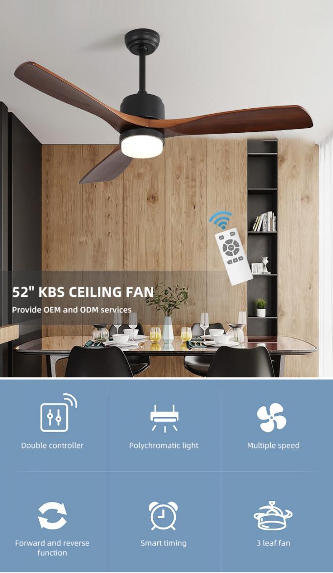 Zeit-Einstellungs-Wohnzimmer-Schlafzimmer des Wand-führte Fernsteuerungseisen-Blatt-52Inch Deckenlüfter-Licht