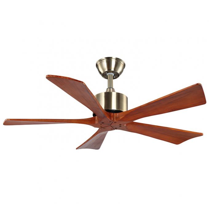 Natürliches festes Holz 5 Blätter Elektromotor-dekorativer Deckenlüfter 42 Zoll-Chromes
