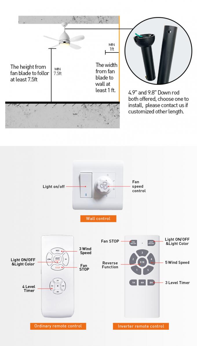 Fernsteuerungs-LED Deckenlüfter nordischen Dachboden-Art transparenten ABS Blatt-mit Licht