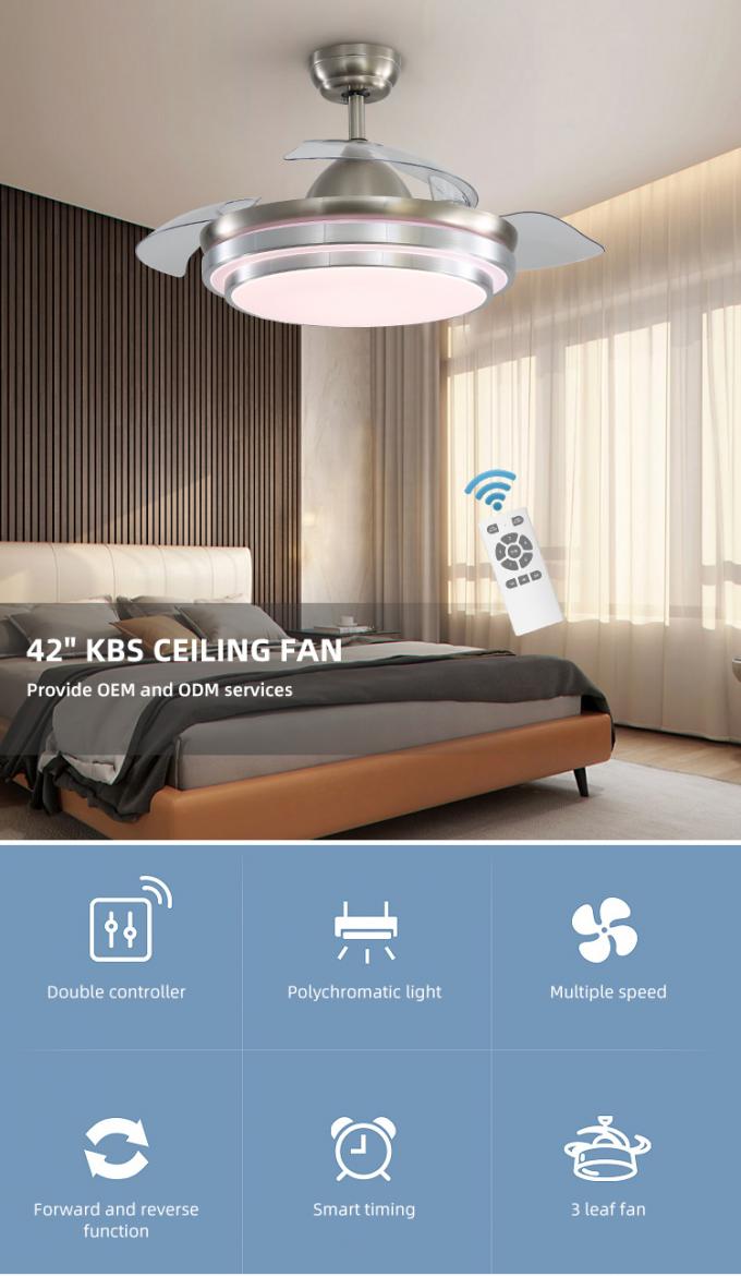 Super helle Eisen ABS führten dekorative Innenblätter schlafzimmer-42Inch 3 Deckenlüfter mit Licht