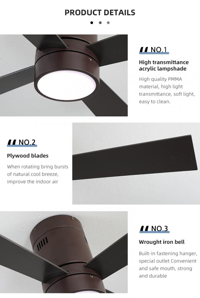 Neue dekorative Innenfernbedienung des Entwurfs-Eisen-Sperrholz-4 der Blatt-65W 48Inch führte Deckenlüfter-Licht