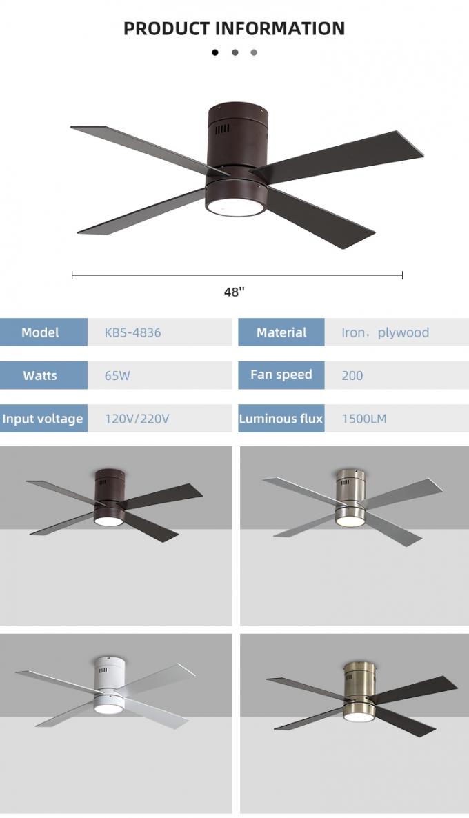 Neue dekorative Innenfernbedienung des Entwurfs-Eisen-Sperrholz-4 der Blatt-65W 48Inch führte Deckenlüfter-Licht