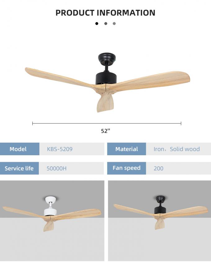 Dekoratives Wohnzimmer-geführter InnenDeckenlüfter heißes der Verkaufs-Eisen-fester hölzerner Blatt-52Inch 3