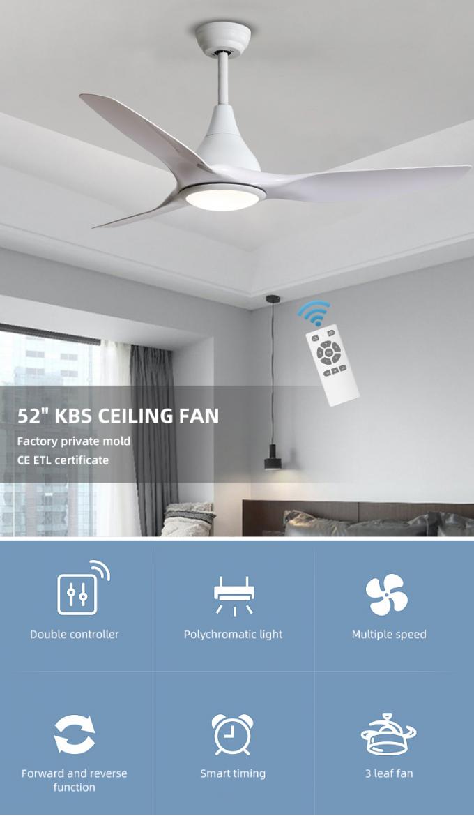 Einfache Installation Eisen ABS 52Inch 3 Blatt-dekoratives Hauptrestaurant führte Deckenlüfter-Licht
