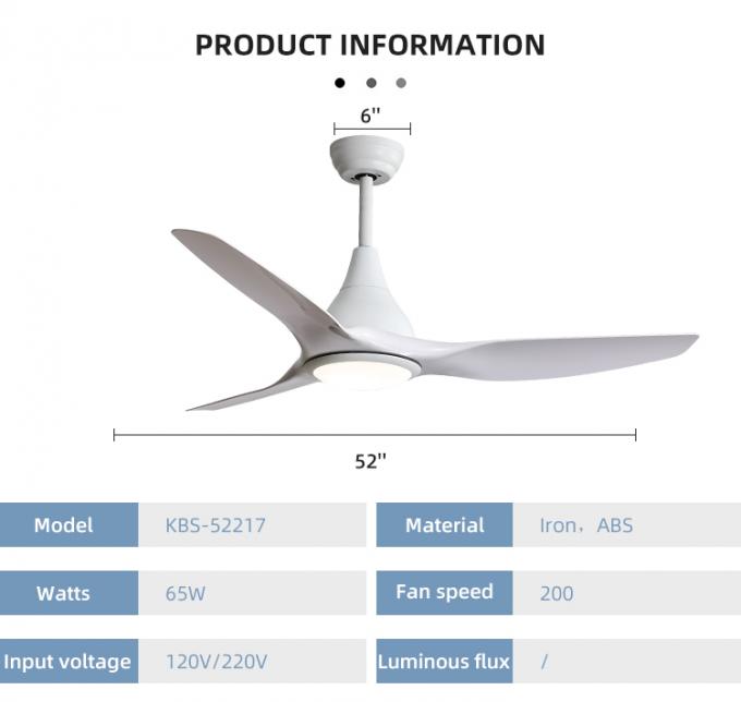 Einfache Installation Eisen ABS 52Inch 3 Blatt-dekoratives Hauptrestaurant führte Deckenlüfter-Licht