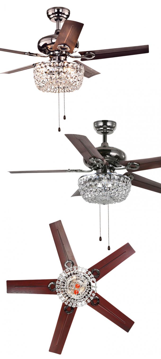 Dekorative Wohnzimmer-Büro-Metall-Blätter ziehen Ketten-Crystal Ceiling Fan With Light