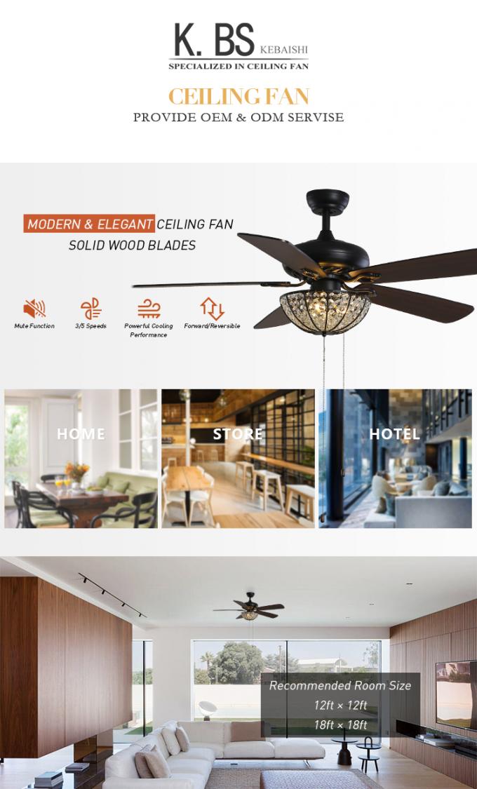 Bestseller- modernes Handwerks-Crystal Air Cooled Hanging Hotel-Landhaus-Entwurfs-Deckenlüfter-Licht